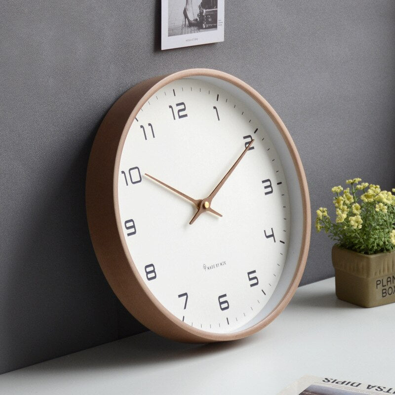 Scandinavian Wooden Wall Clock - Minimalist Design with Natural Wood Finish