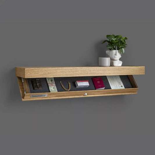 Secret Shelf with Hidden Storage Compartment for Concealing Valuables and Clutter