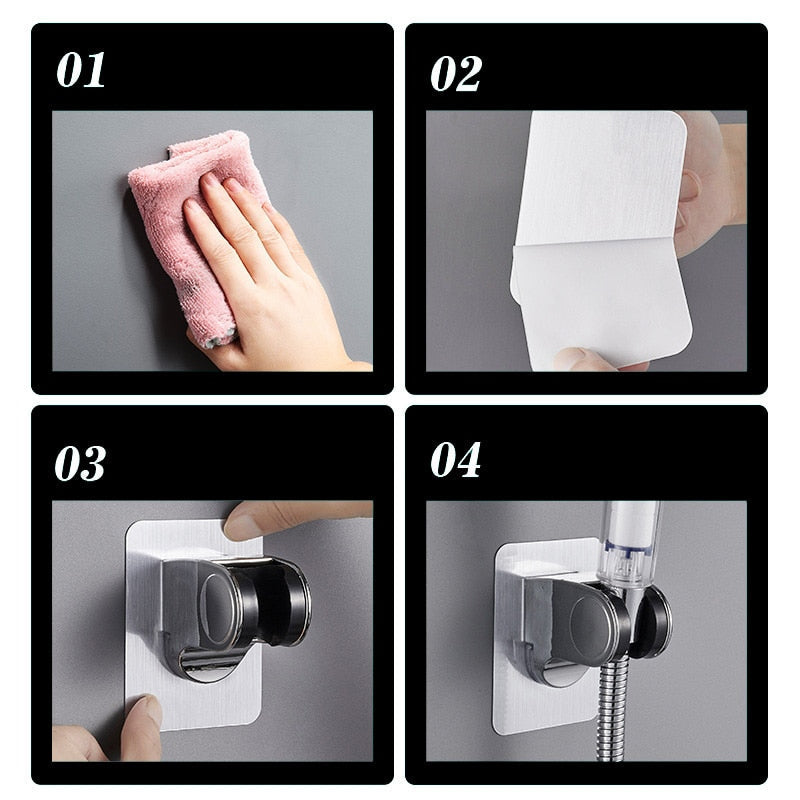 Self-Adhesive Adjustable Shower Head Holder - Easy Installation