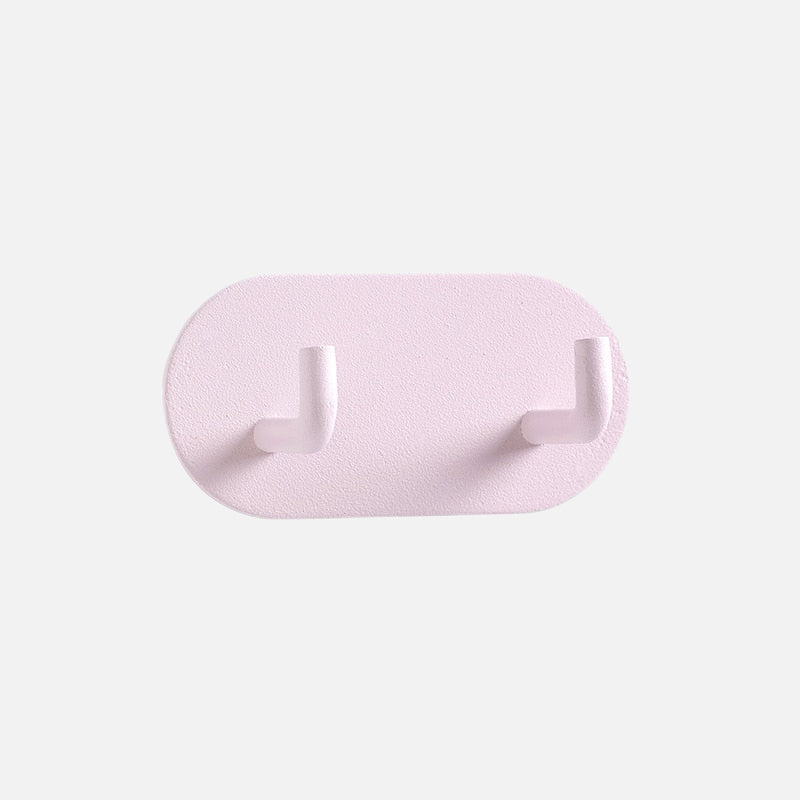Self-Adhesive Double Wall Hook in Pink Metal – No Drilling