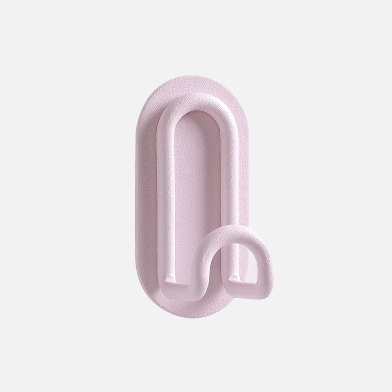 Self-Adhesive Double Wall Hook in Pink Metal – No Drilling