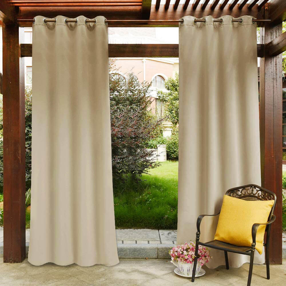 Set of 2 Waterproof and Windproof Outdoor Patio Privacy Curtains with Grommets