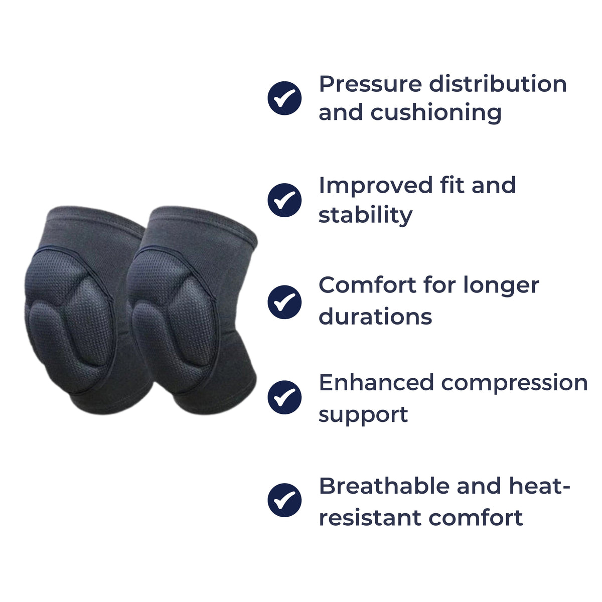 Shock-Absorbing Knee Pads with Breathable Compression Support and Anti-Slip Cushioning for Sports and Injury Prevention