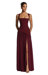 Sleeveless Square-Neck A-Line Mother of the Bride Maxi Dress with Side Slit