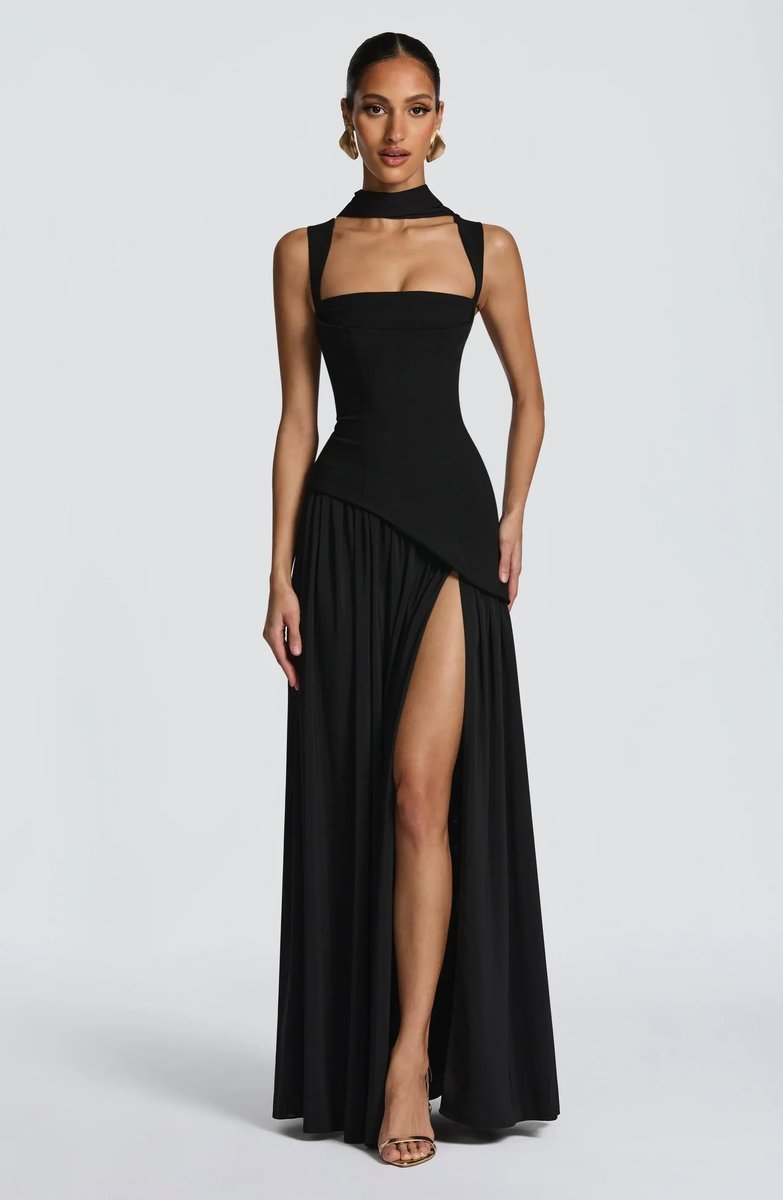 Sleeveless Square-Neck A-Line Mother of the Bride Maxi Dress with Side Slit