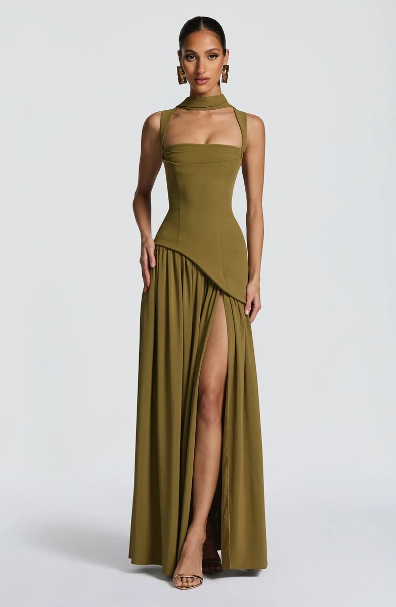Sleeveless Square-Neck A-Line Mother of the Bride Maxi Dress with Side Slit