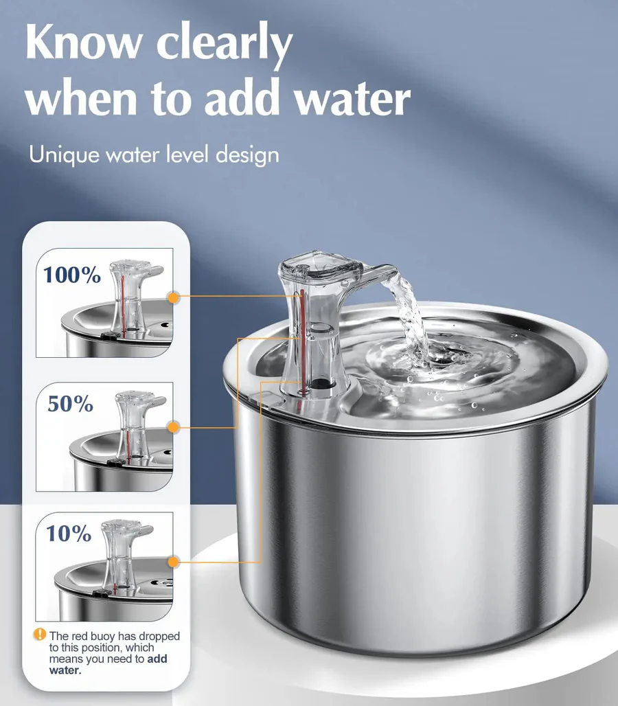 Smart Stainless Steel Pet Water Fountain with Filter & Motion Sensor