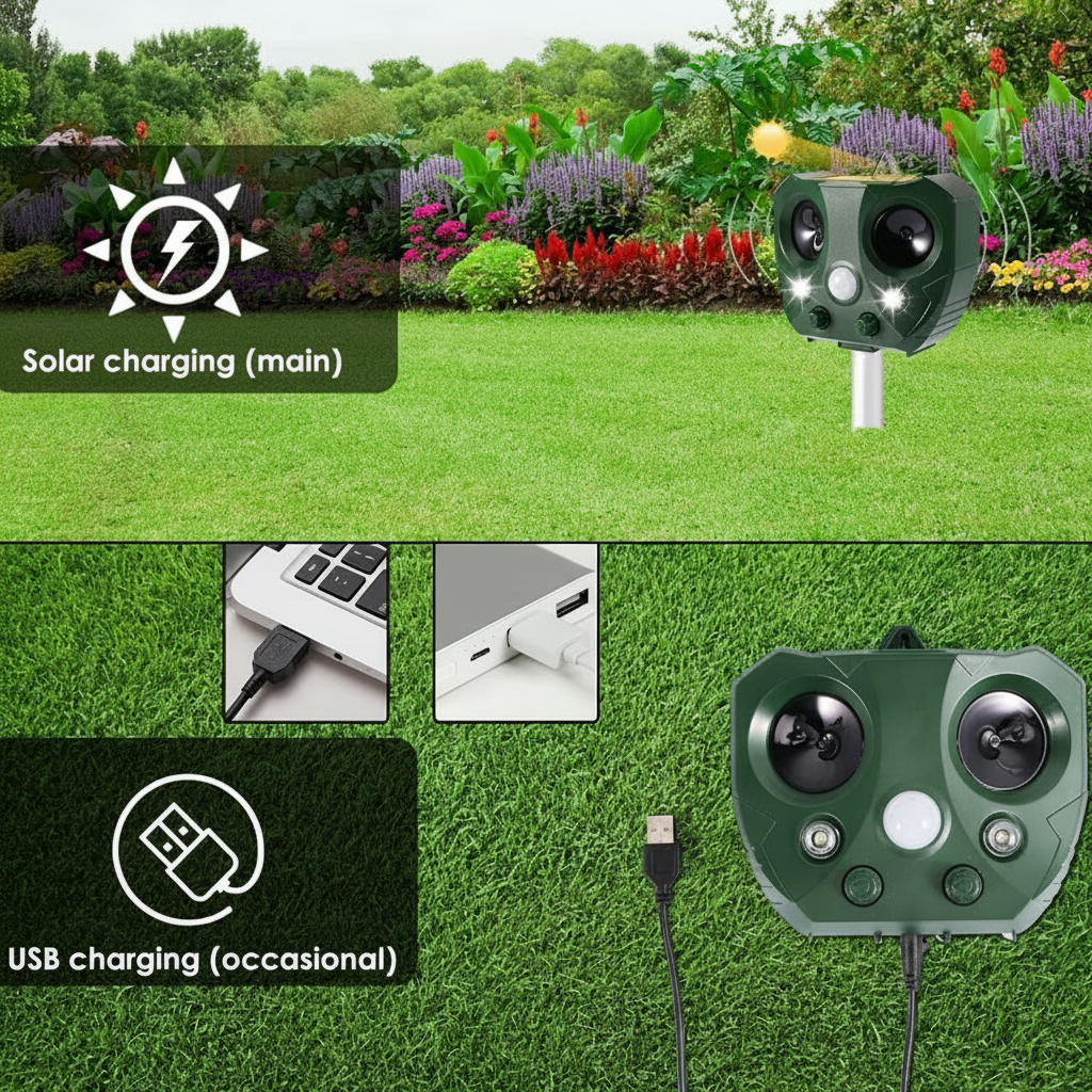 Solar Ultrasonic Bird Repeller | IP44 Garden Bird Deterrent