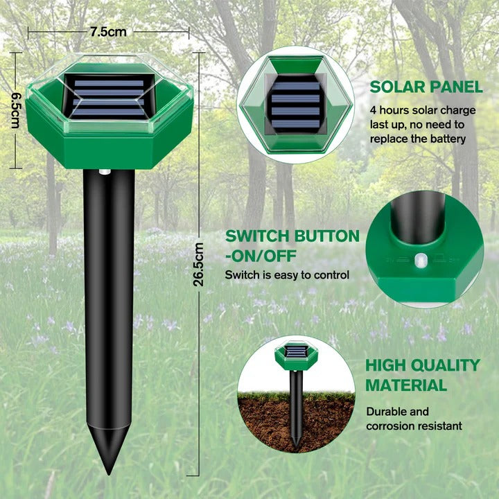 Solar Ultrasonic Mole Repeller - Pack of 4