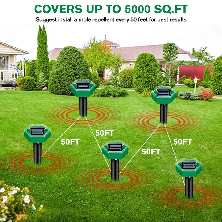 Solar Ultrasonic Mole Repeller - Pack of 4