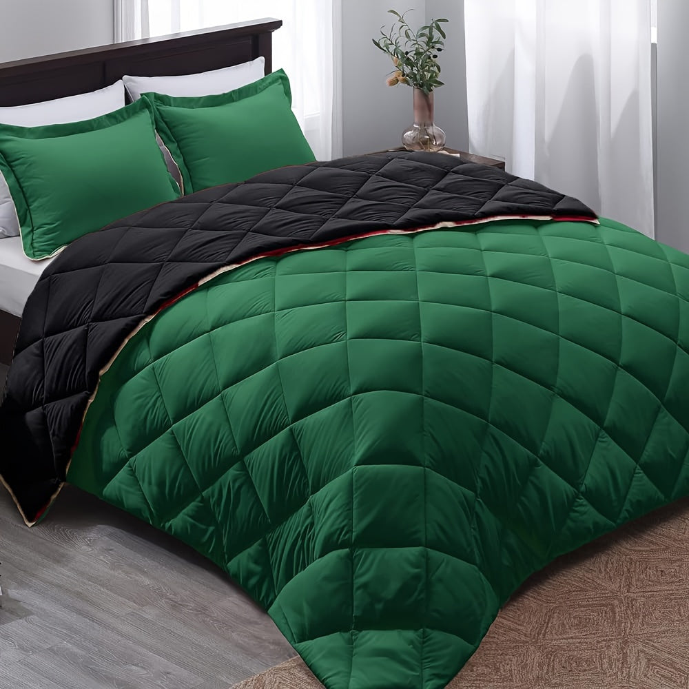 Solid Color Square-Stitched All-Season Duvet, Ultralight Warm Polyester Bedspread, Soft Comfortable Comforter for Bedroom and Guest Room
