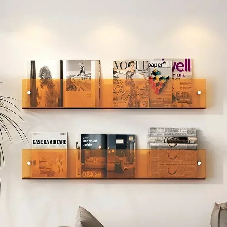 Space-Saving Wall-Mounted Storage Shelf for Books and Magazines