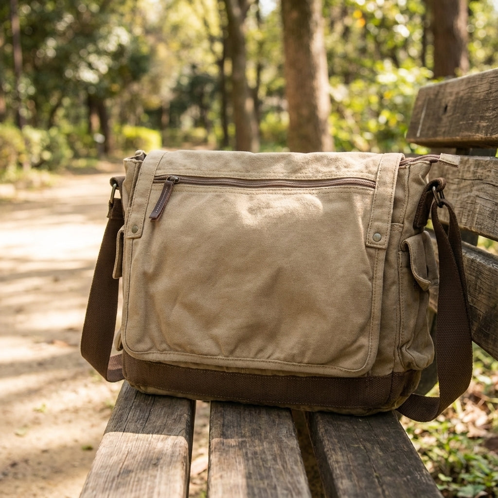 Spacious Vintage-Style Messenger Bag