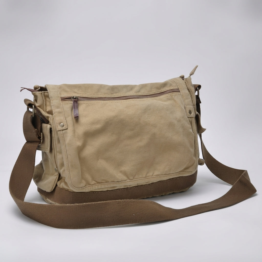 Spacious Vintage-Style Messenger Bag