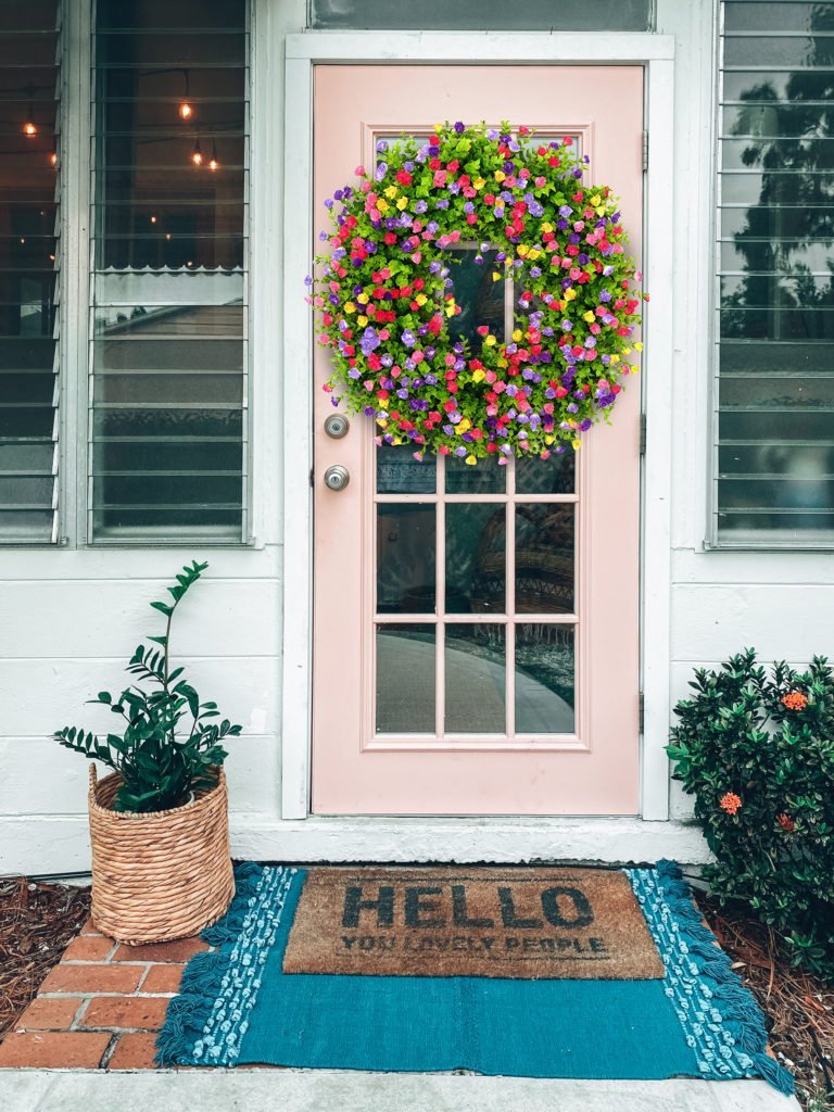 Spring & Summer Front Door Wreath - Handmade Floral Grapevine Accent