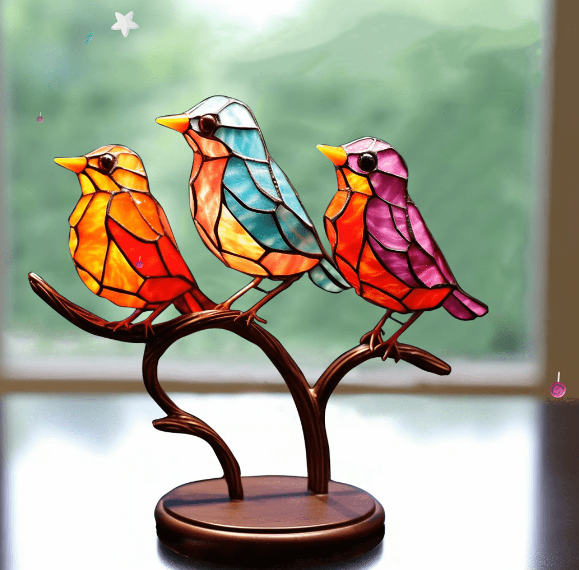 Stained-Glass-Look Birds in Vibrant Colors