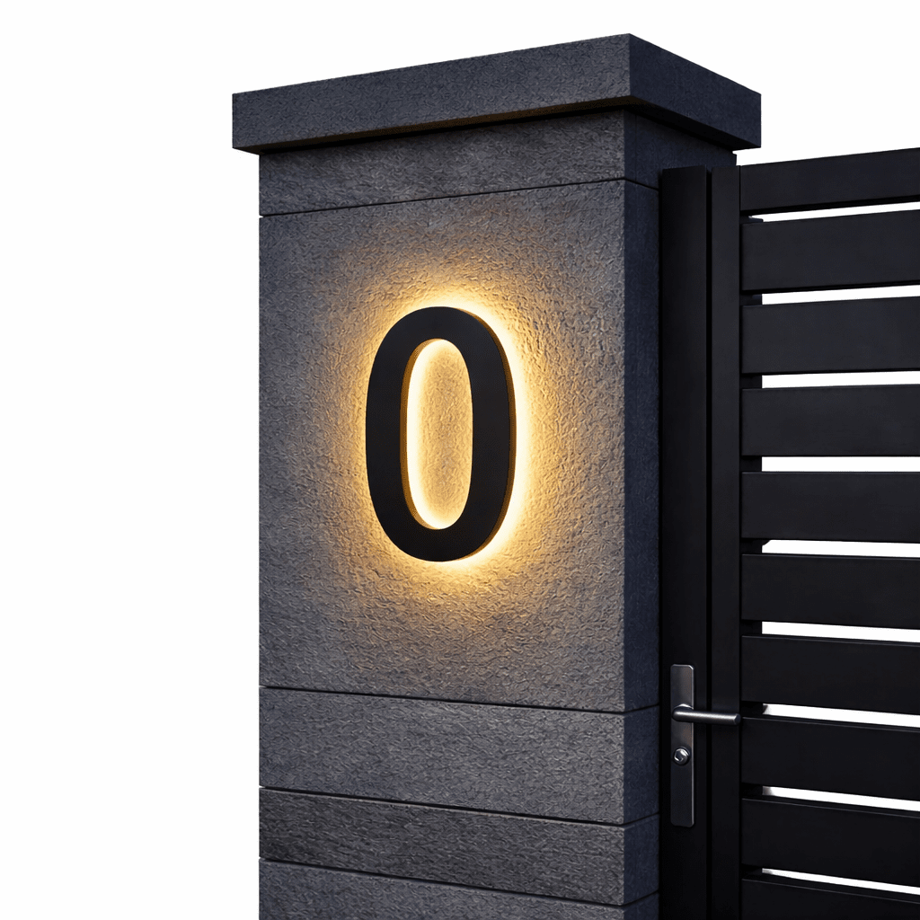 Stainless Steel Address Numbers with IP68 LED Lighting for Modern Facades