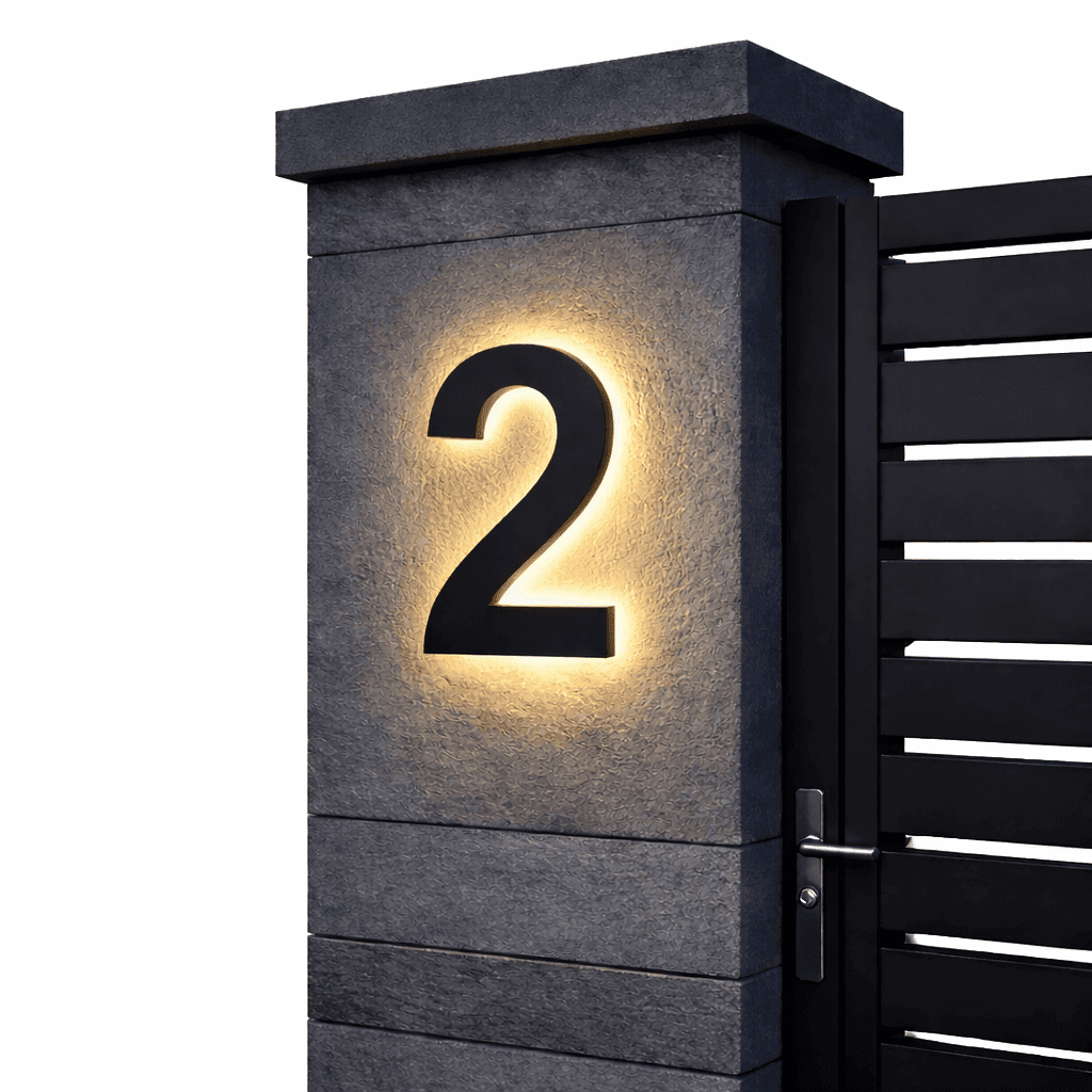 Stainless Steel Address Numbers with IP68 LED Lighting for Modern Facades