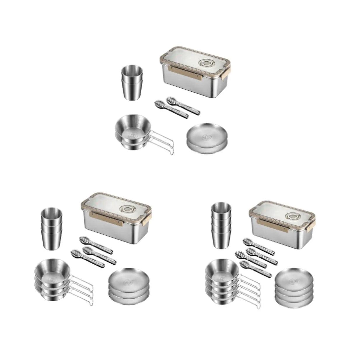 Stainless Steel Camping Tableware Set with Storage Box