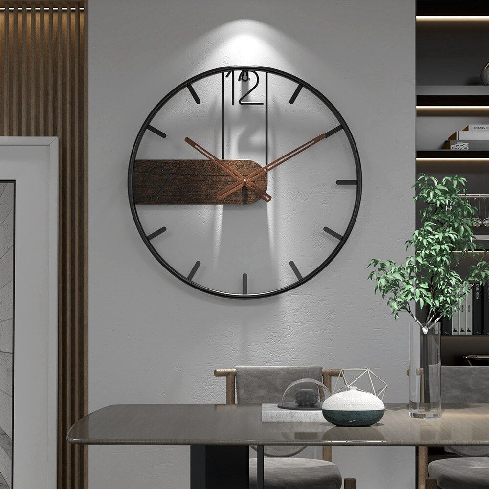 Steel and Walnut Wall Clock