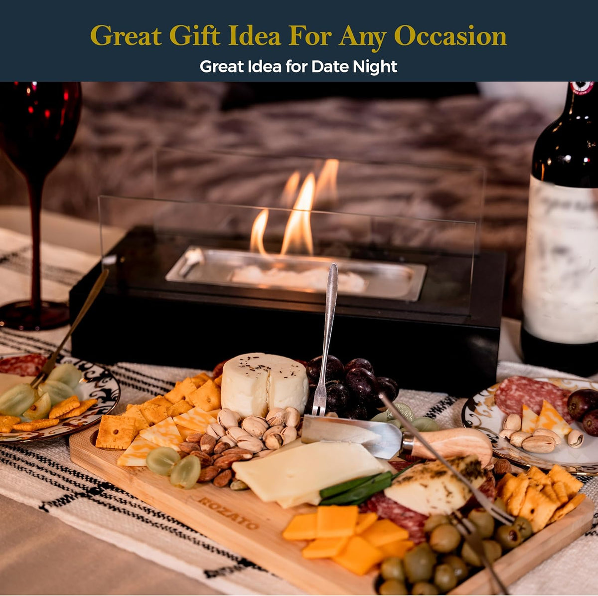 Tabletop Fire Pit with S'mores Maker Kit - Portable Indoor & Outdoor Mini Fireplace
