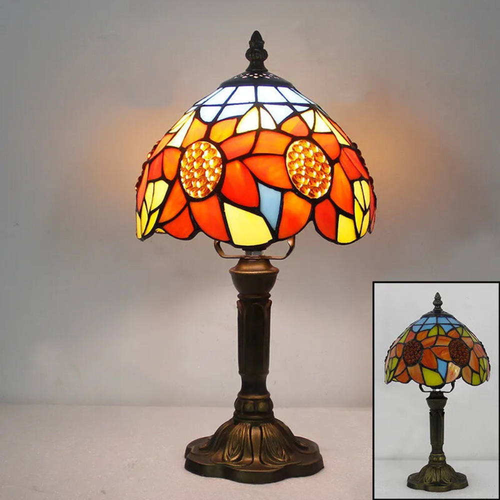 Tiffany Desk Lamp - Coloured Glass, Adjustable Neck