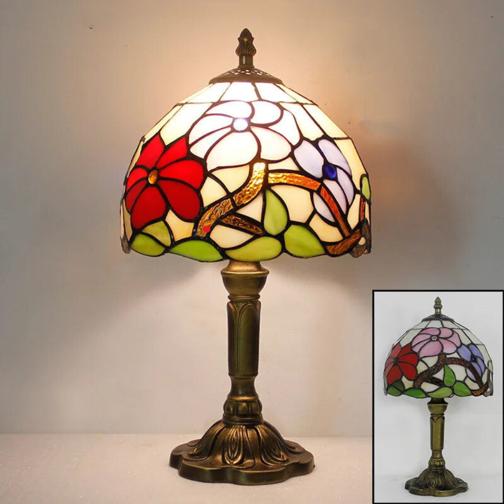 Tiffany Desk Lamp - Coloured Glass, Adjustable Neck