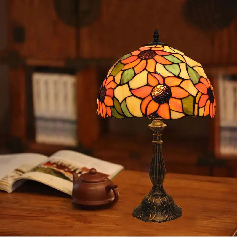 Tiffany Desk Lamp - Coloured Glass, Adjustable Neck