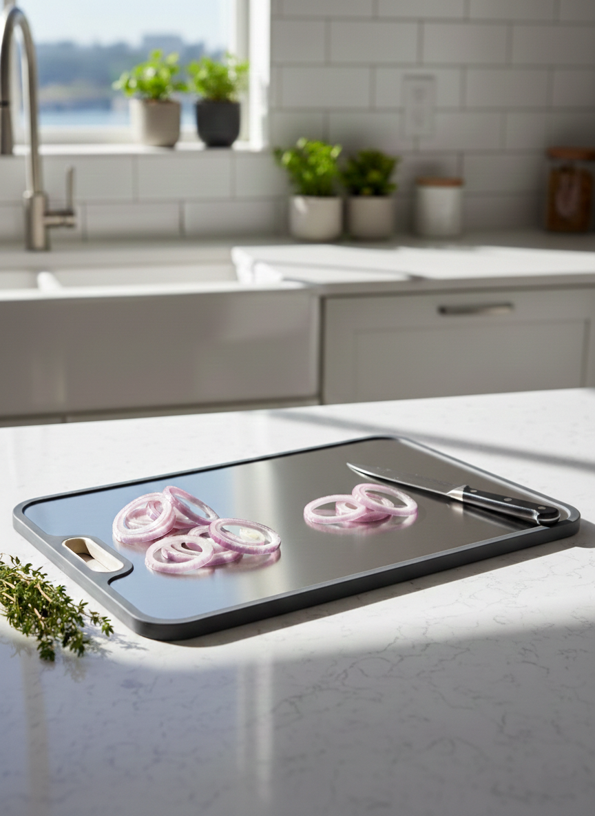 Titanium Cutting Board with Double-Sided Design – Hygienic, Non-Porous Surface for Meat and Vegetables
