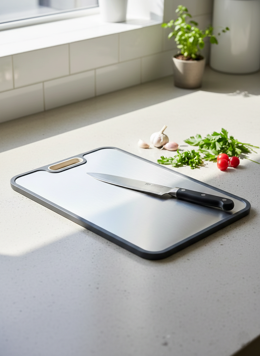 Titanium Cutting Board with Double-Sided Design – Hygienic, Non-Porous Surface for Meat and Vegetables