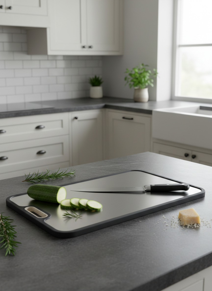 Titanium Cutting Board with Double-Sided Design – Hygienic, Non-Porous Surface for Meat and Vegetables