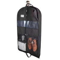 Travel Garment Bag | Double Zipper & XXL Pockets | Breathable & Transparent | 43-Inch Hanging Suit Organizer