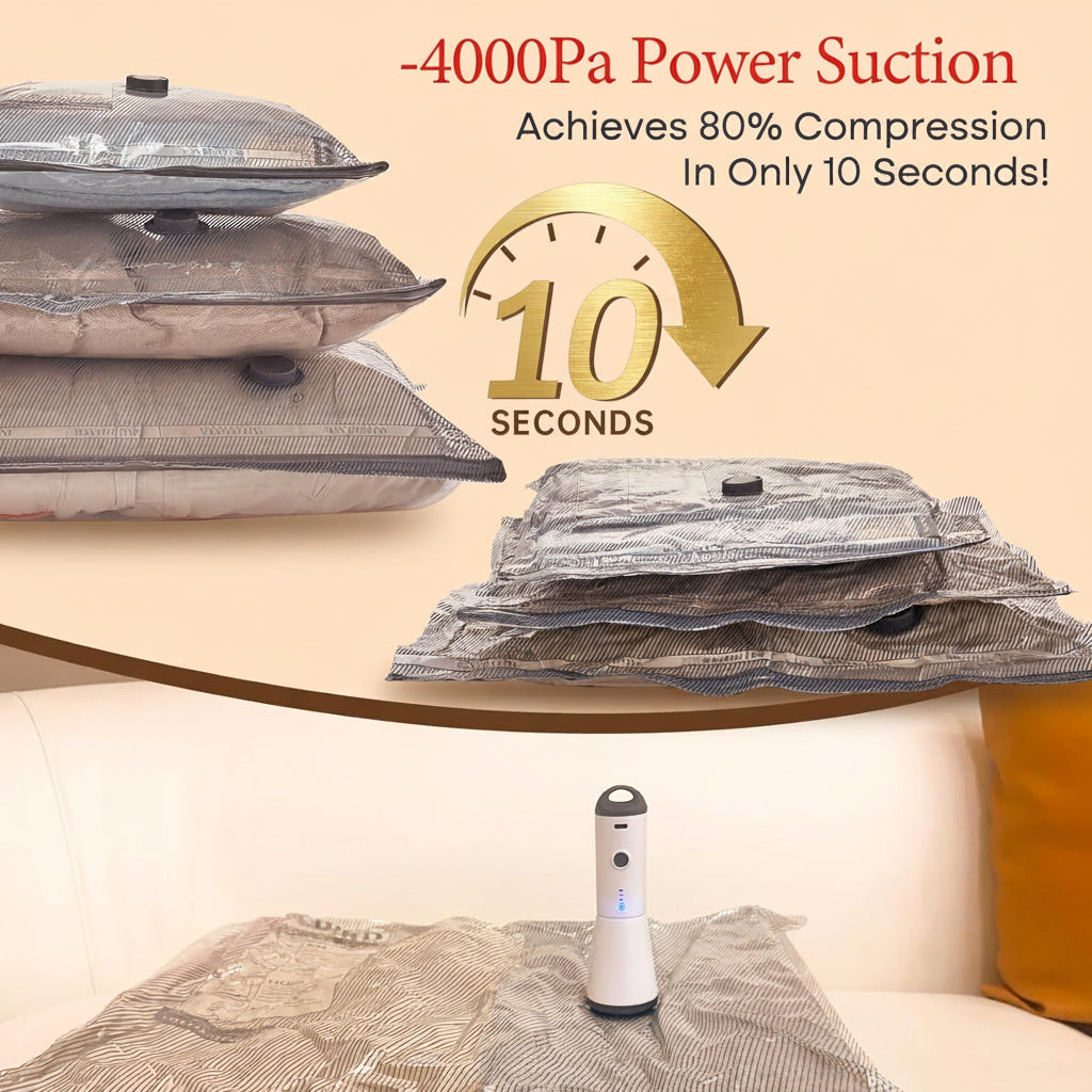 Travel Vacuum Storage Bag Set with Cordless Pump