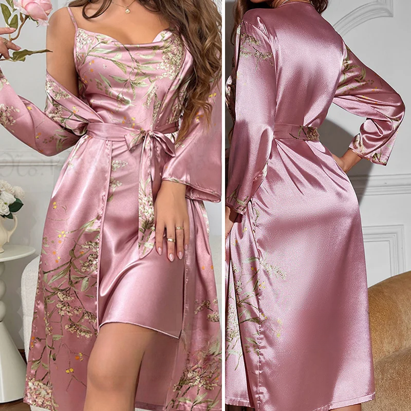 Two-Piece Floral Print Nightdress and Kimono – Noelle