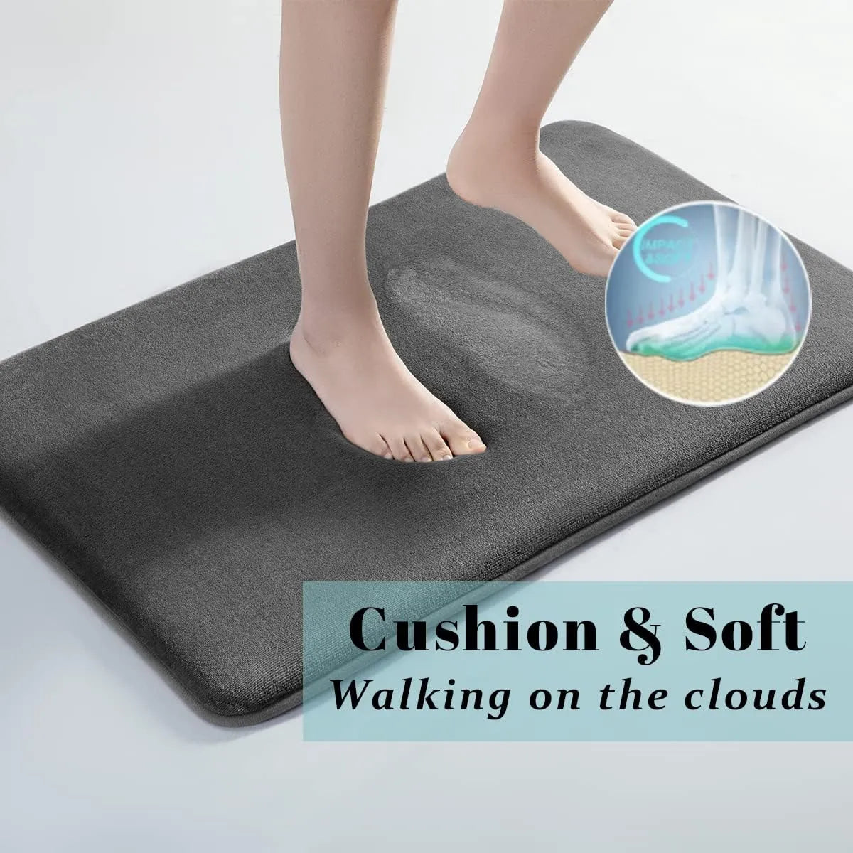 Ultra-Absorbent Nordic Cushioned Soft Velvet Non-Slip Bath Mat