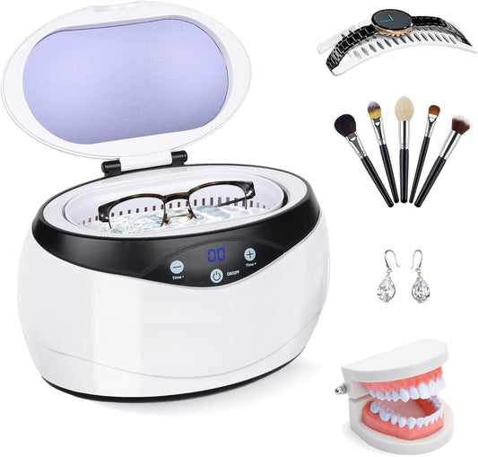 Ultrasonic Jewelry Cleaner with 42 kHz Deep Cleaning Technology - 650 ml Stainless Steel Tank