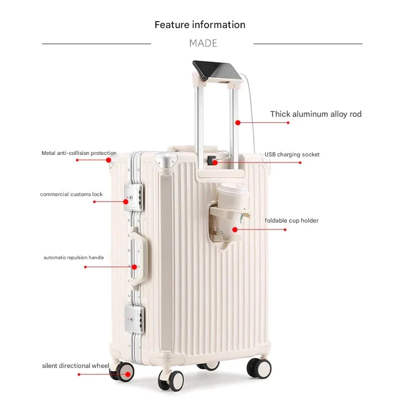 Unisex Aluminum-Frame Hardside Suitcase – Safe & Stylish Travel