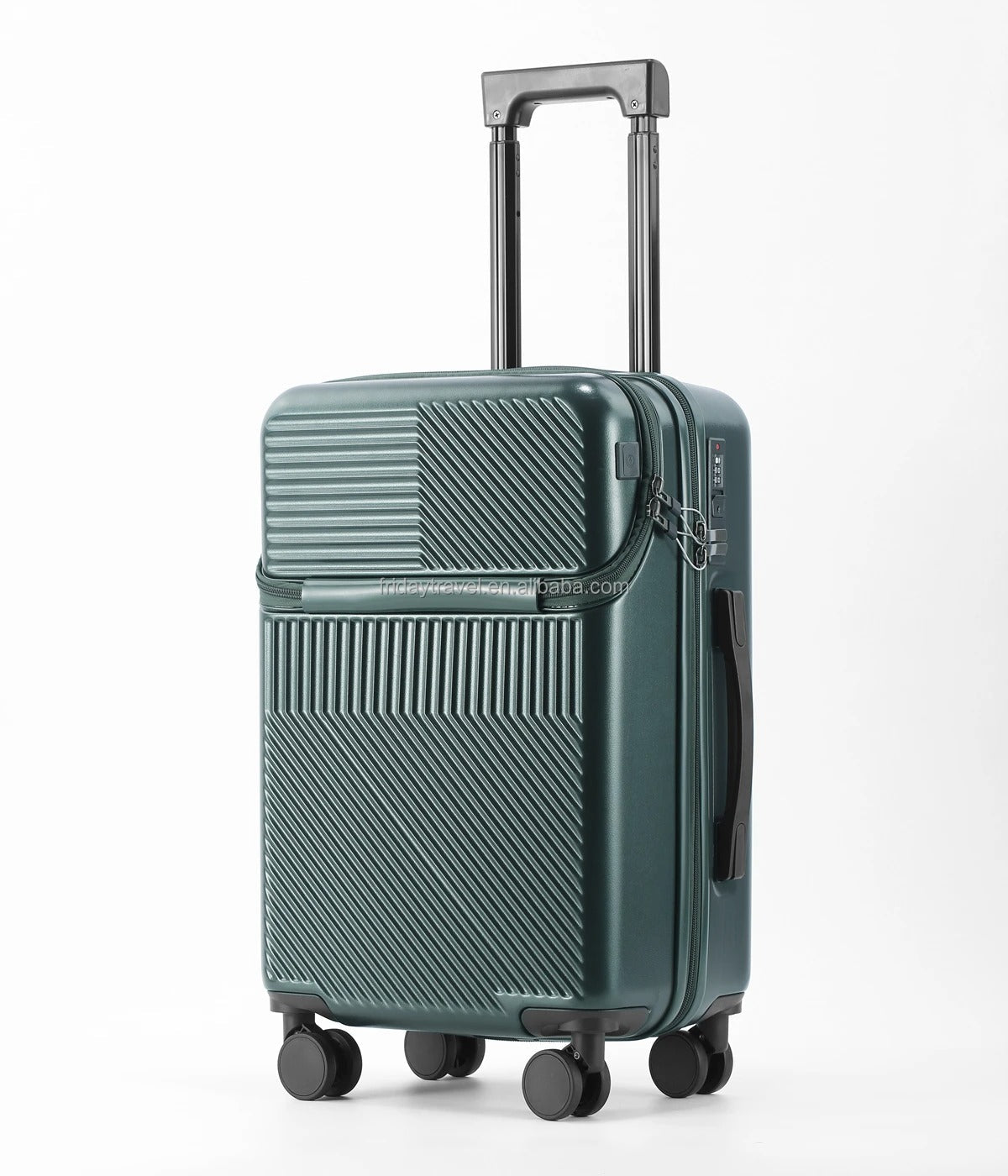 Unisex Carry-On Suitcase with USB Port, Cup Holder and TSA Lock