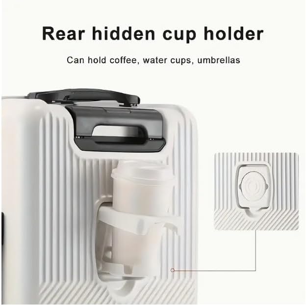Unisex Carry-On Suitcase with USB Port, Cup Holder and TSA Lock