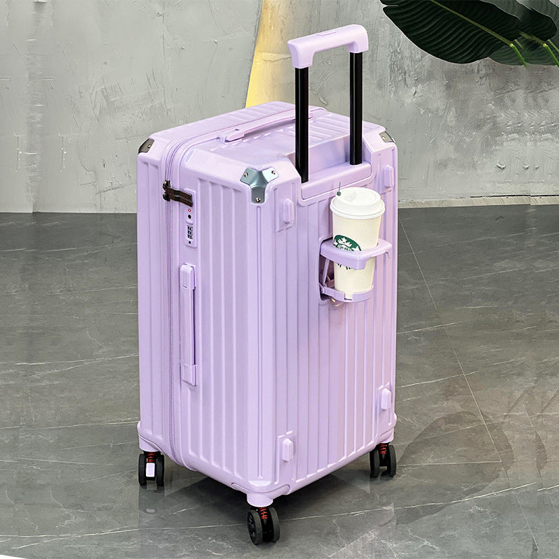 Unisex Multi-Functional Hard Shell Luggage with Cup Holder