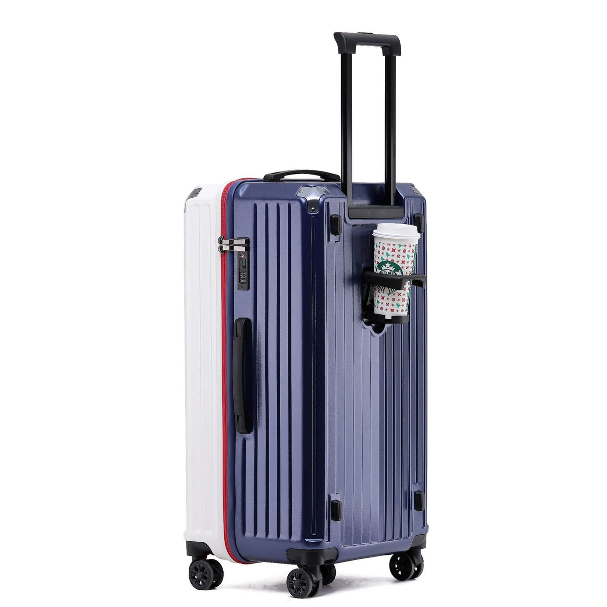 Unisex Multi-Functional Hard Shell Luggage with Cup Holder