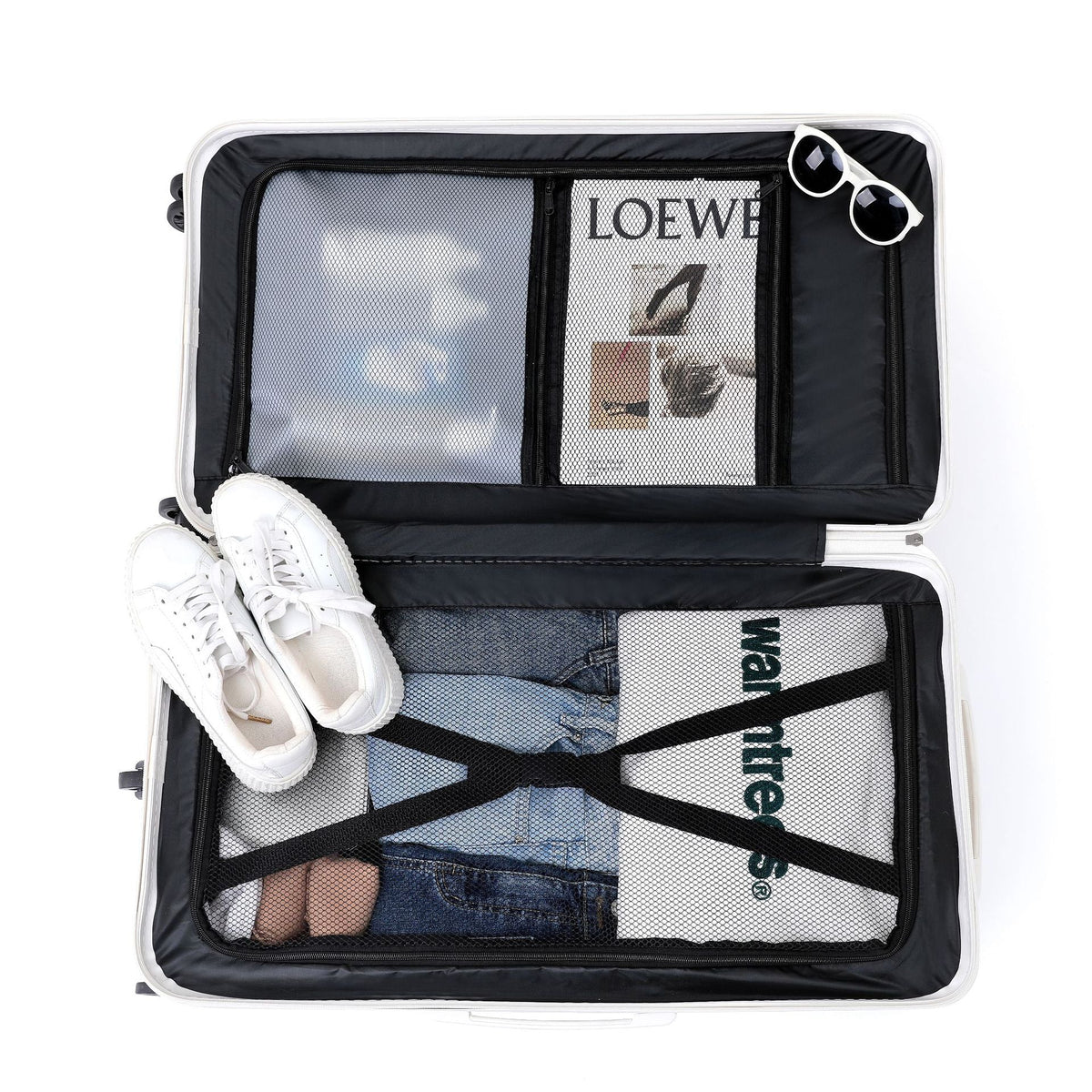 Unisex Multi-Functional Hard Shell Luggage with Cup Holder
