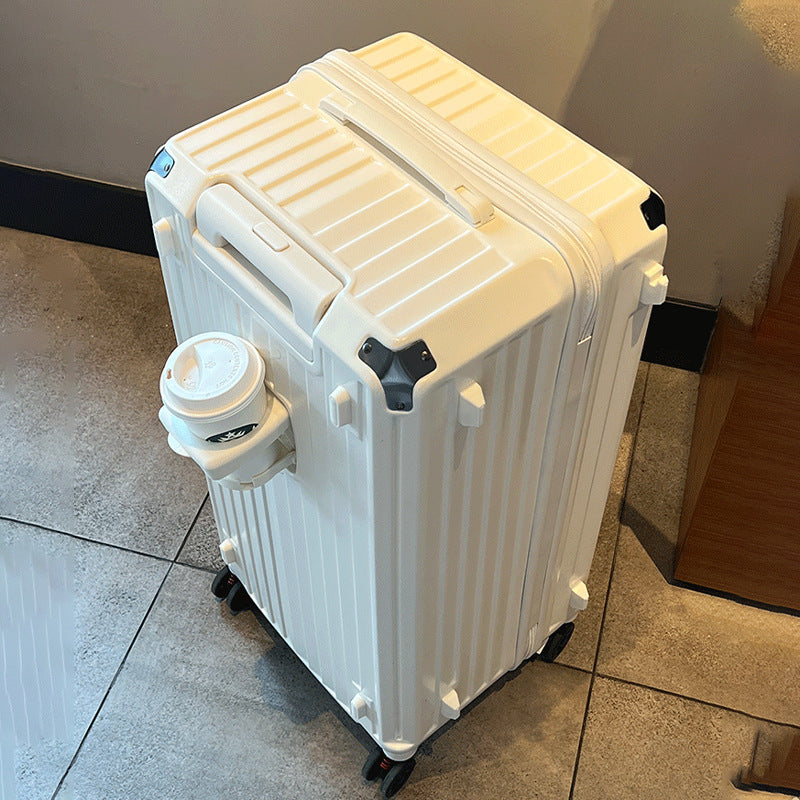 Unisex Multi-Functional Hard Shell Luggage with Cup Holder