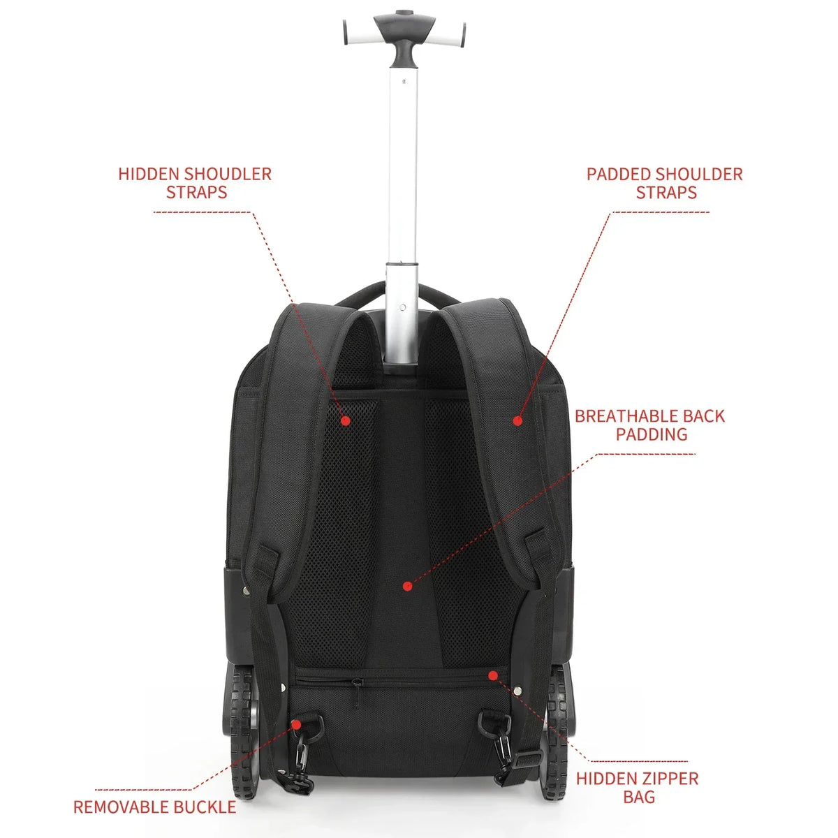 Unisex Rolling Laptop Backpack - Travel & Business Trolley Bag