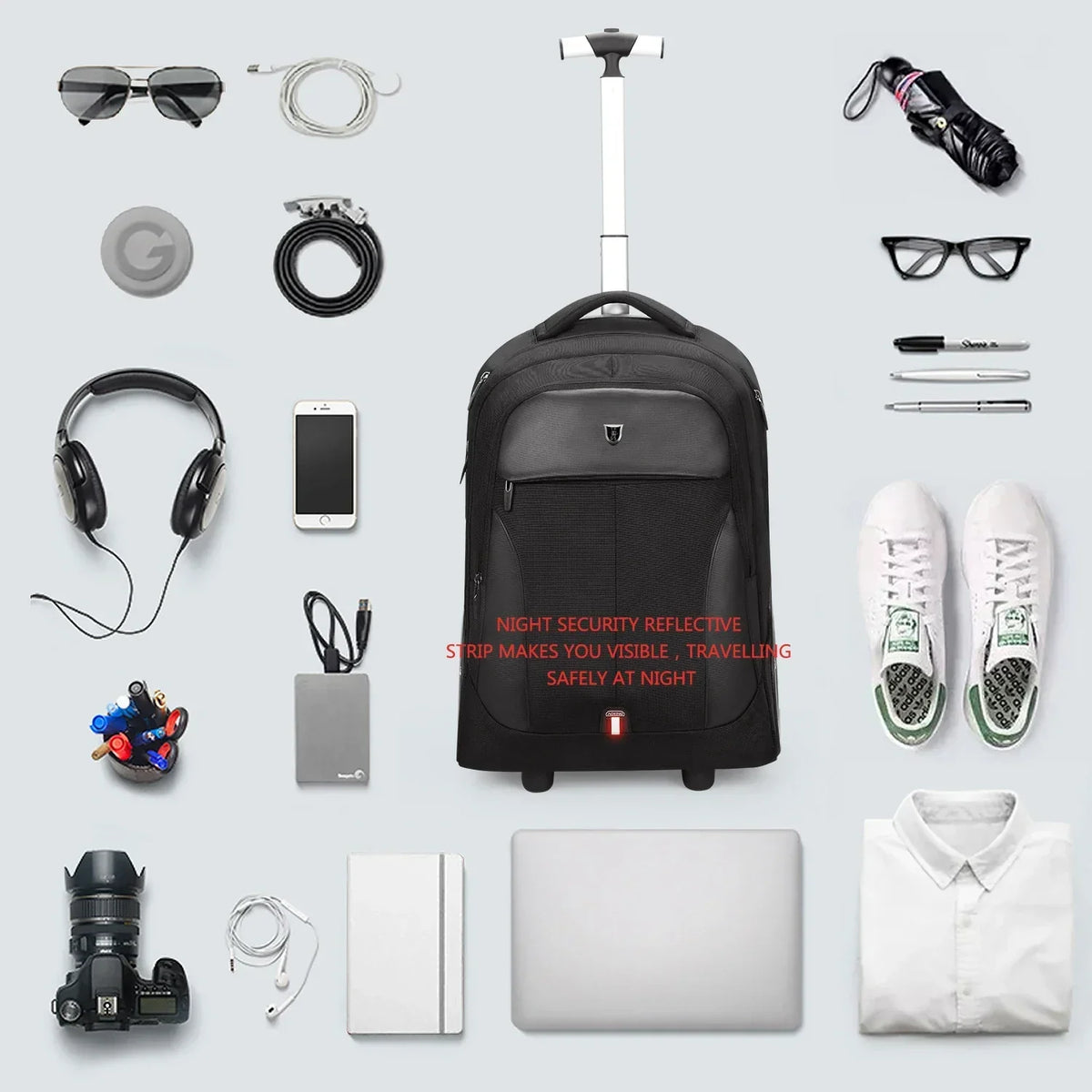 Unisex Rolling Laptop Backpack - Travel & Business Trolley Bag