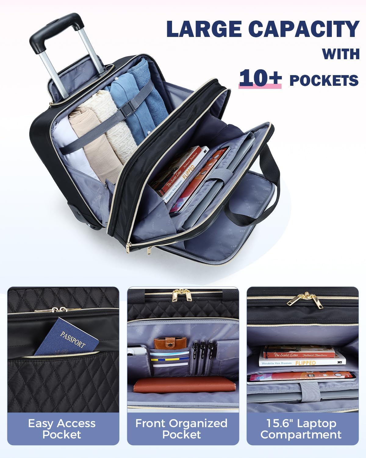Unisex Rolling Laptop Bag for 15.6