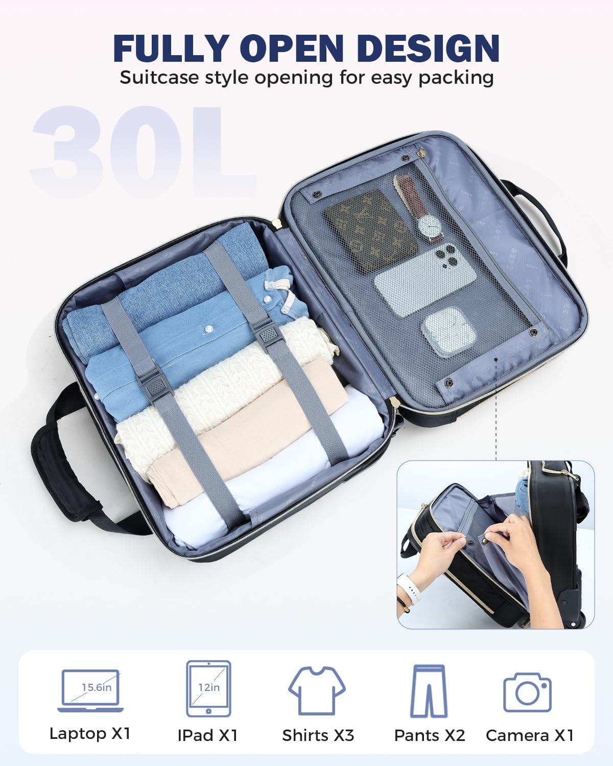 Unisex Rolling Laptop Bag for 15.6