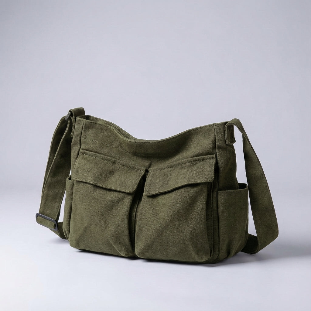 Unisex Spacious Multi-Pocket Shoulder Bag