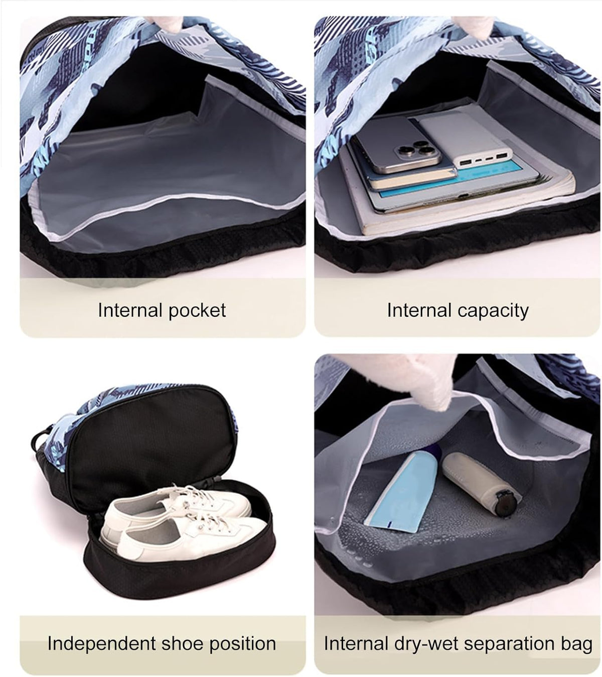Unisex Sports Duffel Bag with Shoe Compartment