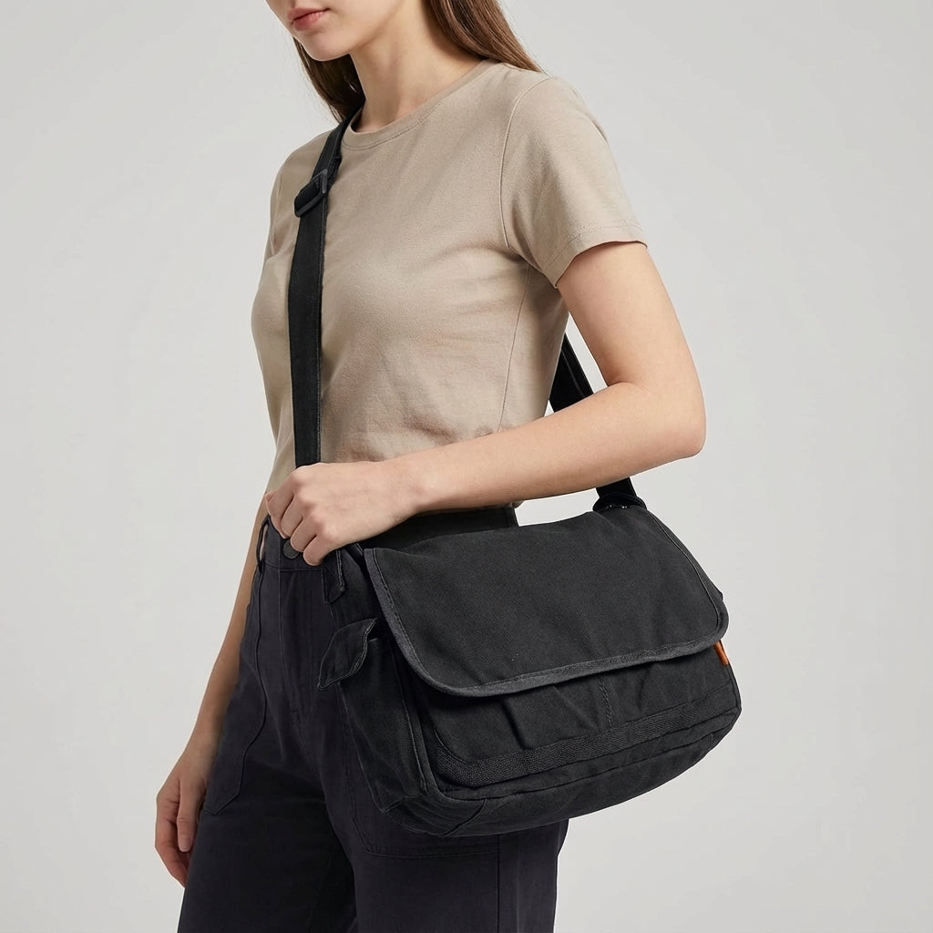 Unisex Vintage Shoulder Bag - Durable & Spacious